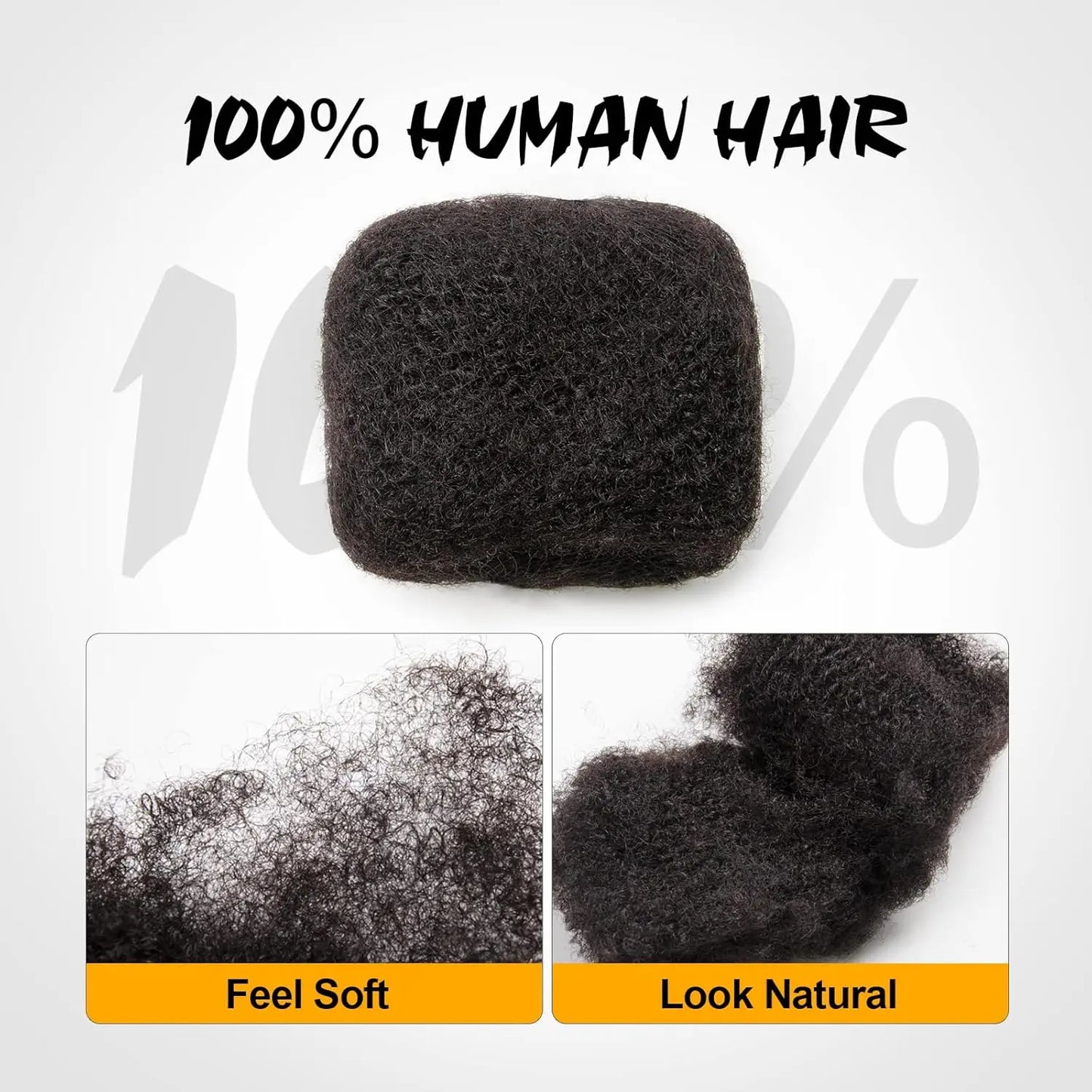 Afro Kinky Bulk Human Hair For Dreadlock Extensions Repair Locs,Twist Braiding, 100% Human Braiding Hair Can Be Bleached And Dye