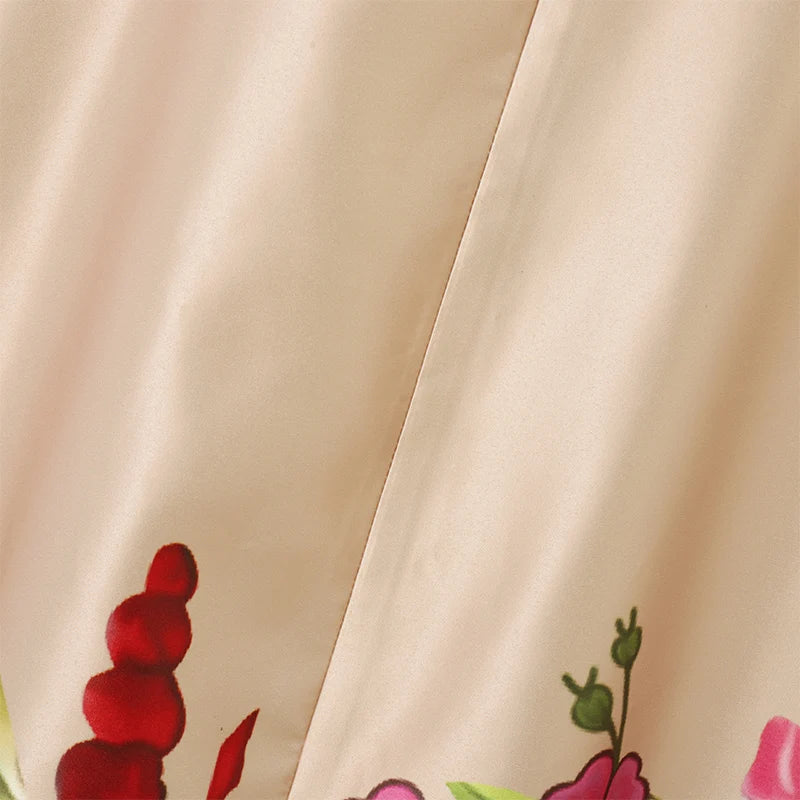 Bohemian Maxi Long Dress 2025 Women Satin Silk Sundress Elegant Summer Half Sleeve V Neck Vestidos Oversized Casual Loose Robe