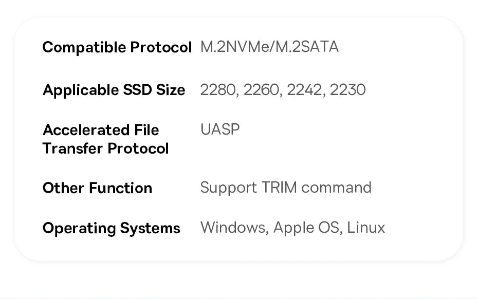 Baseus M2 SSD Case NVMe SATA Dual Protocol 10Gbps M.2 to USB Type C 3.2 Gen 2 Portable SATA NVMe External Enclosure SSD Box Case