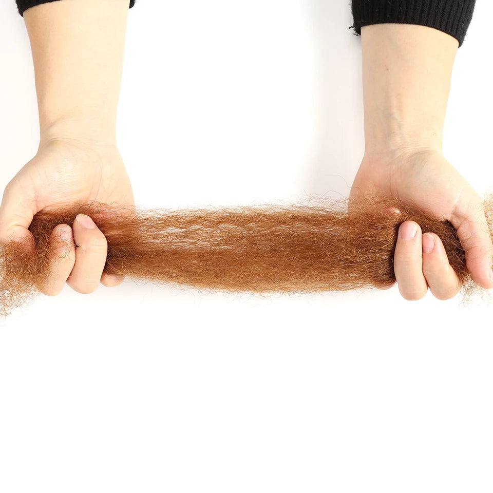 Brown Blonde Highlight  Afro Kinky Bulk Hair No Attachment Afro Curly Bulk Human Hair Remy Dreadlock Natural Color Braids Hair