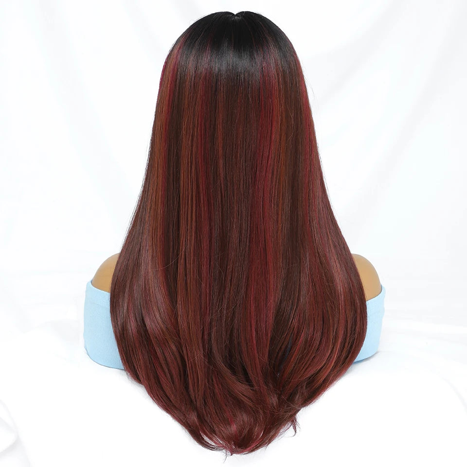 Synthetic Lace Front Wigs Long Straight Blonde Red Wig For Black Women Natural Ombre Brown Cosplay Lace Wig Halloween