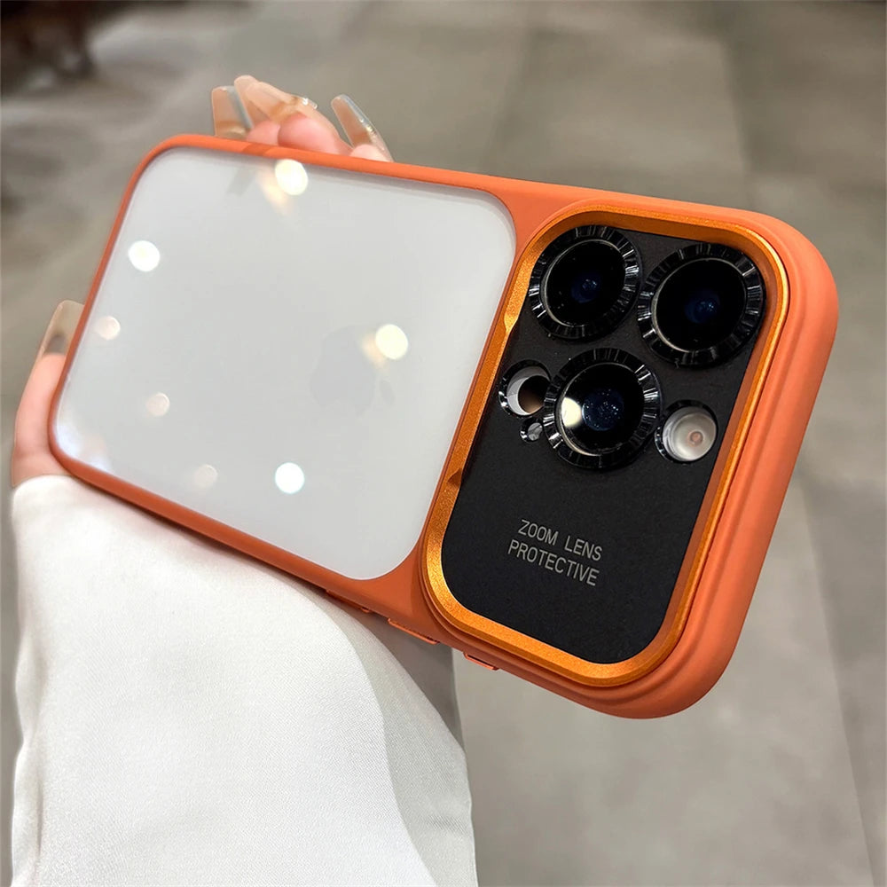 Luxury Magnetic Metal TPU Case For iPhone 17 16 15 14 Pro Max Plus Case Translucent Acrylic Hard Bumper Shockproof Protect Cover