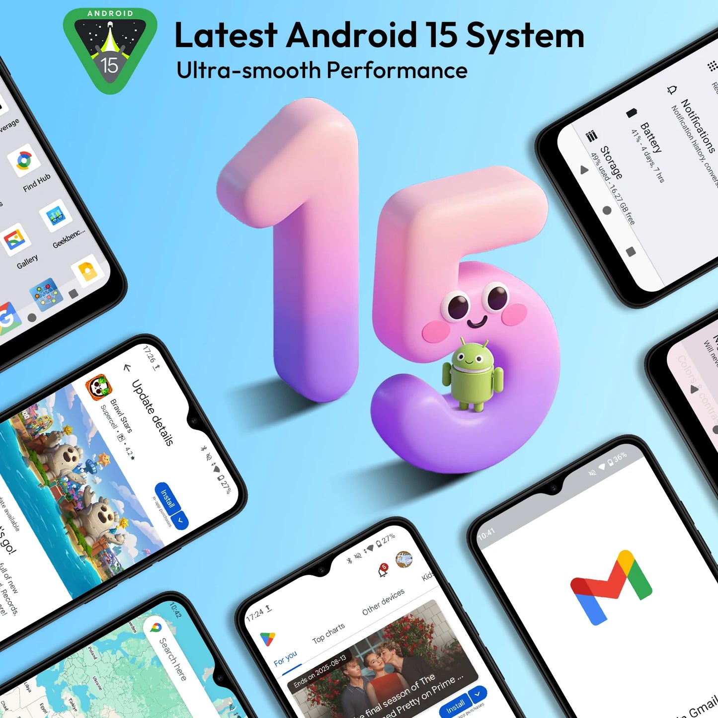 XGODY X36 Smartphone Android 15 Mobile Phone 6.5 Inch HD Screen 7GB RAM 32GB ROM Storage 4G Dual SIM Octa Core 4200mAh Battery