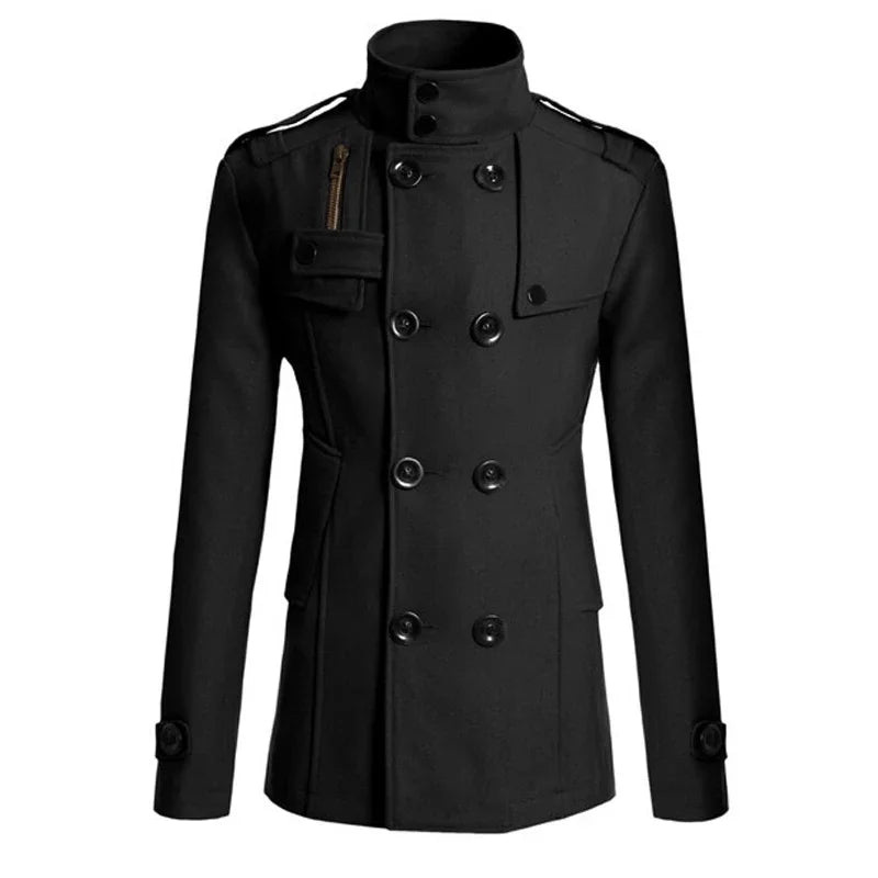 Men's Long Coat Winter Warm Woolen Overcoat Fashion Casual Lapel Button Gentleman Coat for Man High Street Top Coat
