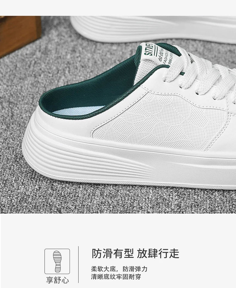 Men's Shoes Four Seasons Outdoor Half Dragging Lazy Casual Versatile One Step Shoes Men's Fashion Slippers Versatile Trendy Anti