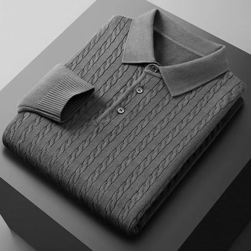 Men's Autumn Knitted Pullover Sweaters Woolen Button Cable Sweater Slim V-neck Long Sleeve Winter Outerwear Warm Heavyweight Top