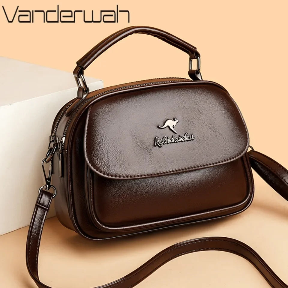 VANDERWAH Small Round Bag for Women Luxury Designer Handbag Lady High Quality Soft Leather Shoulder Bag Retro Color Commuter Sac