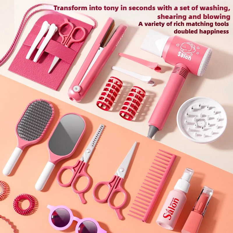 Make up Toys Simulation Haircut Kit Children's Hair Dryer Role Playing Game Educational Toys for Girls Pretend Play Kids Gifts