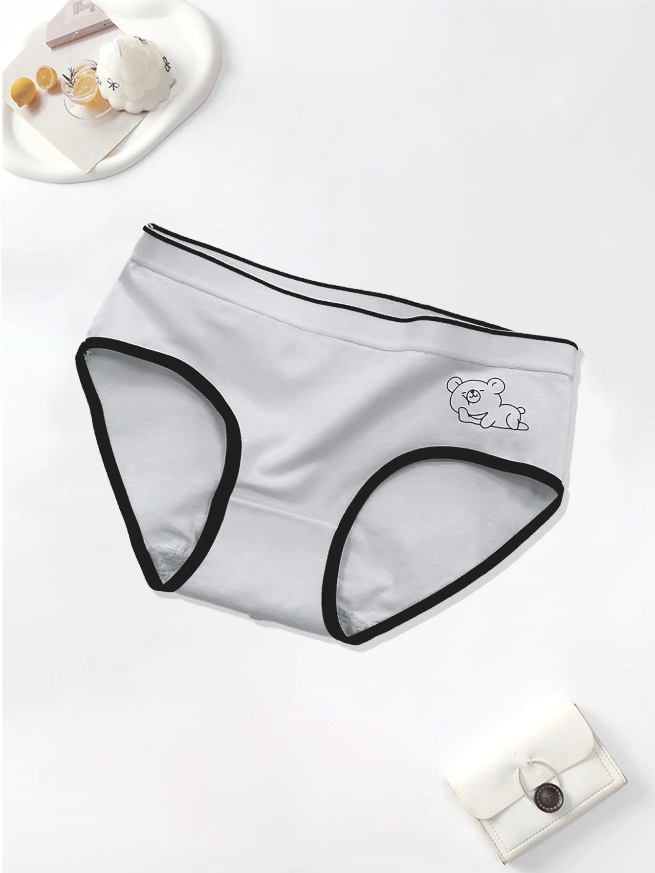 5PCS Cute Little Bear Home Daily Women's Panties, Casual Sports Yoga Breathable and Comfortable Mid-waist Women's Triangle Panti