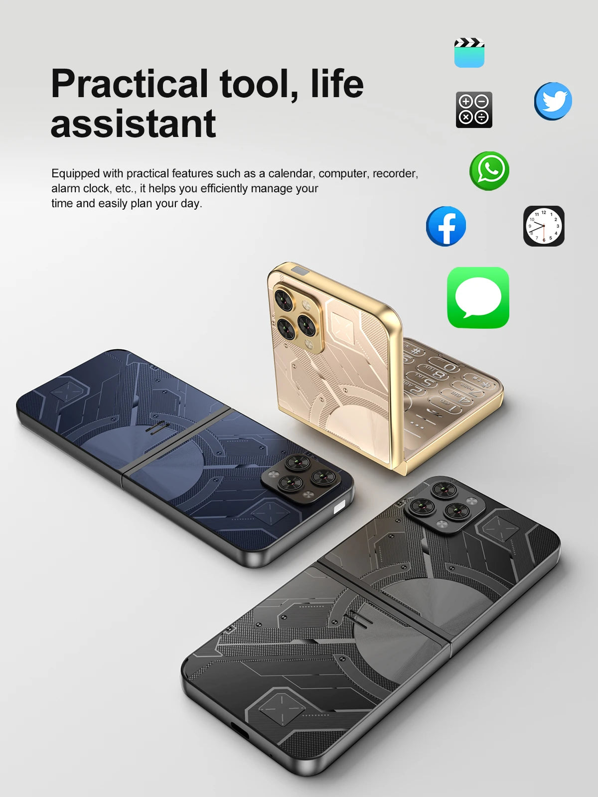 Low Price Sale SERVO Flilo9 3G Flip Mobile Phone 2 SIM Card Speed Dial Blacklist Call Record FM Radio 2.6inch Fold Cellphone MP4