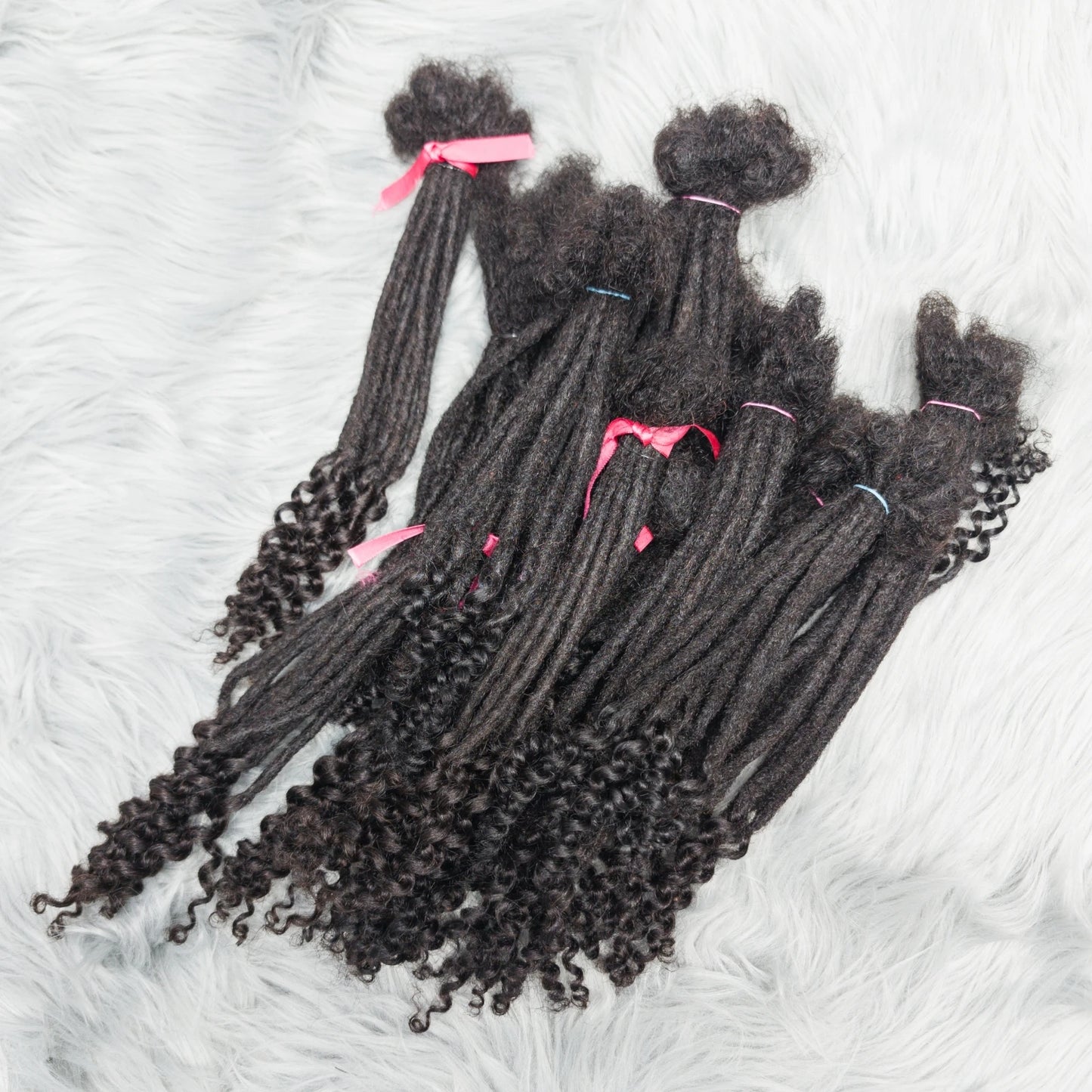 Natural Human Hair Dreadlock Extensions with Curly Ends 8-12 Inch Handmade Curled Tail Locks Extension for Women Men 10 Strands