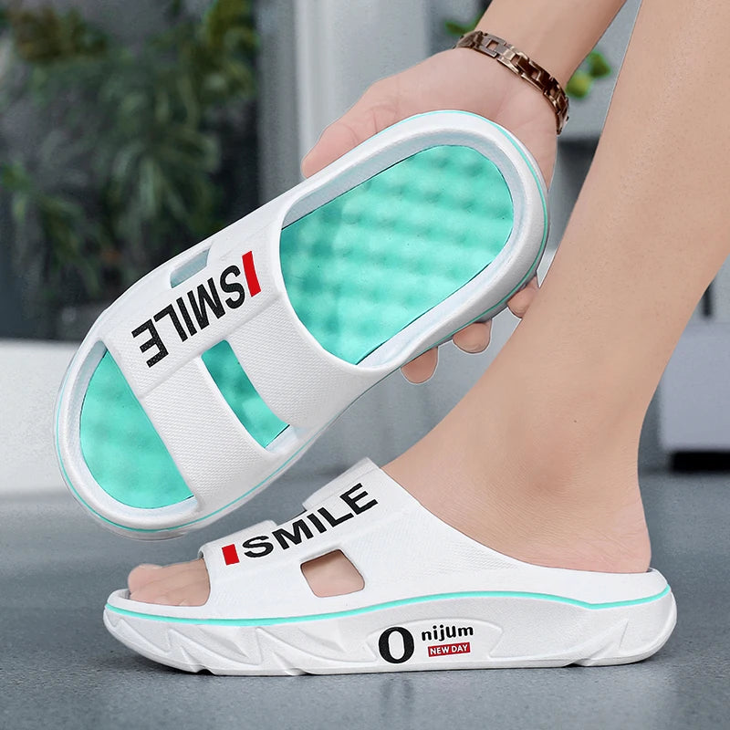 Summer New Men's Massage Slippers Indoor Outdoor Sandals Beach Men Casual Shoes Soft Slides Flip-flops Men Women Home Slippers