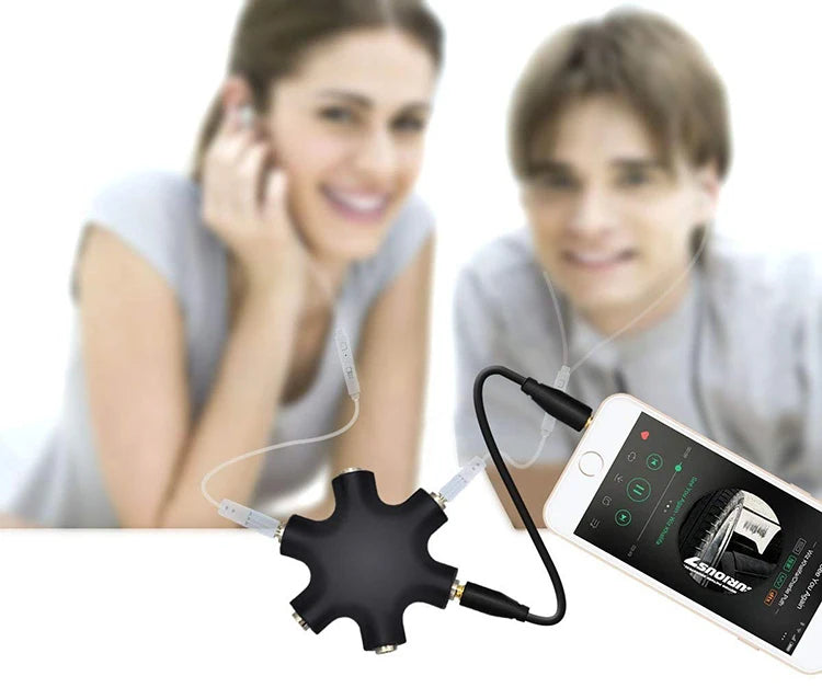 3.5mm Stereo Headset Headphone Earphone Extension Audio Hub Splitter Adapter 1 Male to 2 3 4 5 Female Audio Cable