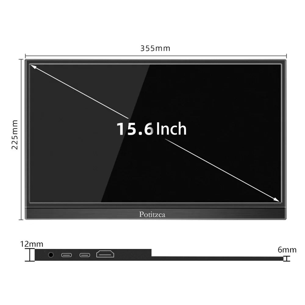 Touchscreen Portable Monitor 16/15.6/14 Inch FULL HD LCD Display IPS Panel Laptop Monitor for PC/Raspberry Pi/Laptop/PS3/4/Xbox