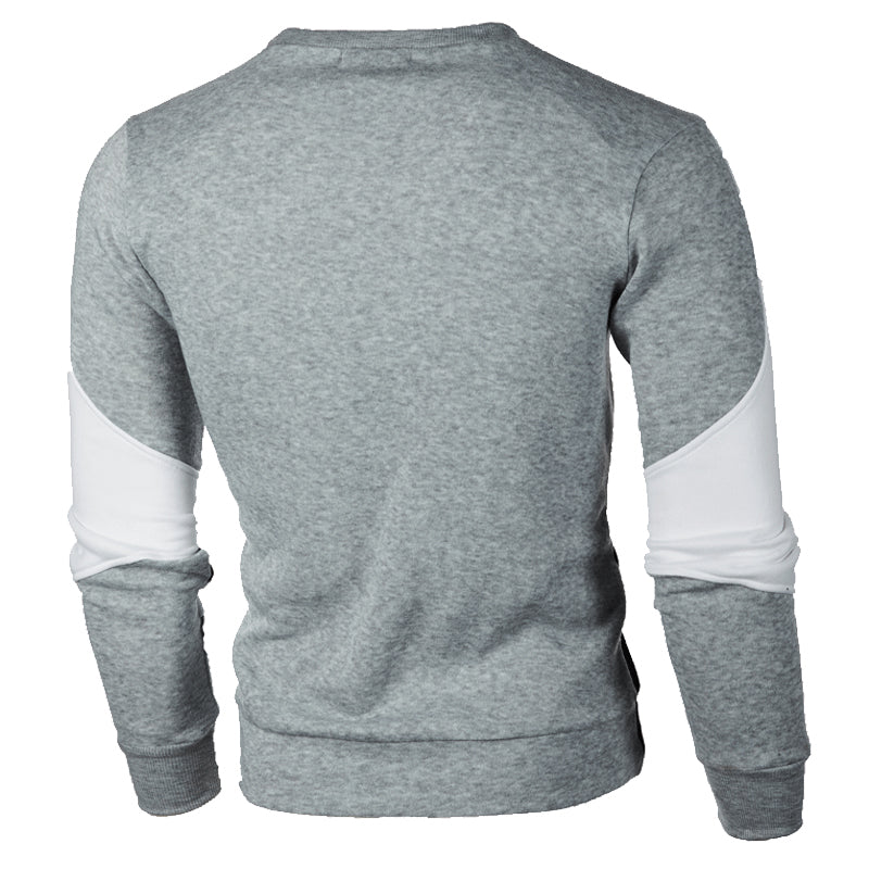 New Men's Casual Crewneck Sweatshirt Color Block Autum Spring Pullover Sweatshirts