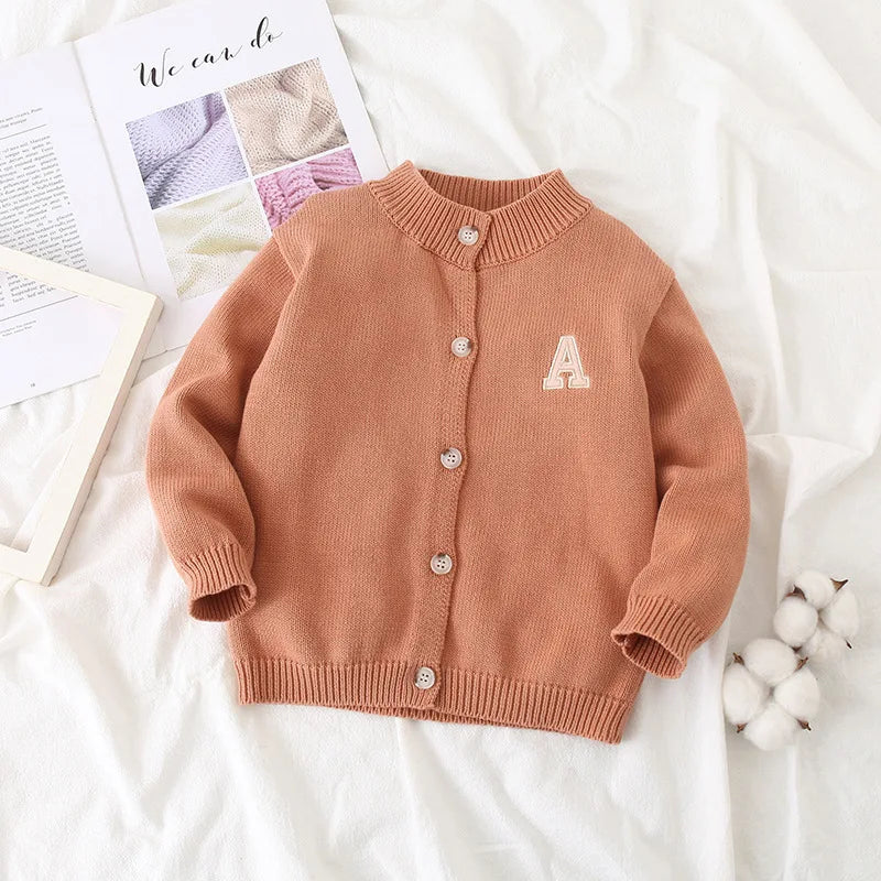 Autumn Kids Cardigan Sweaters Baby Girl Clothes Cartoon Letter Solid Cotton Sweater Boys Children Clothing Knitted Kids Sweaters