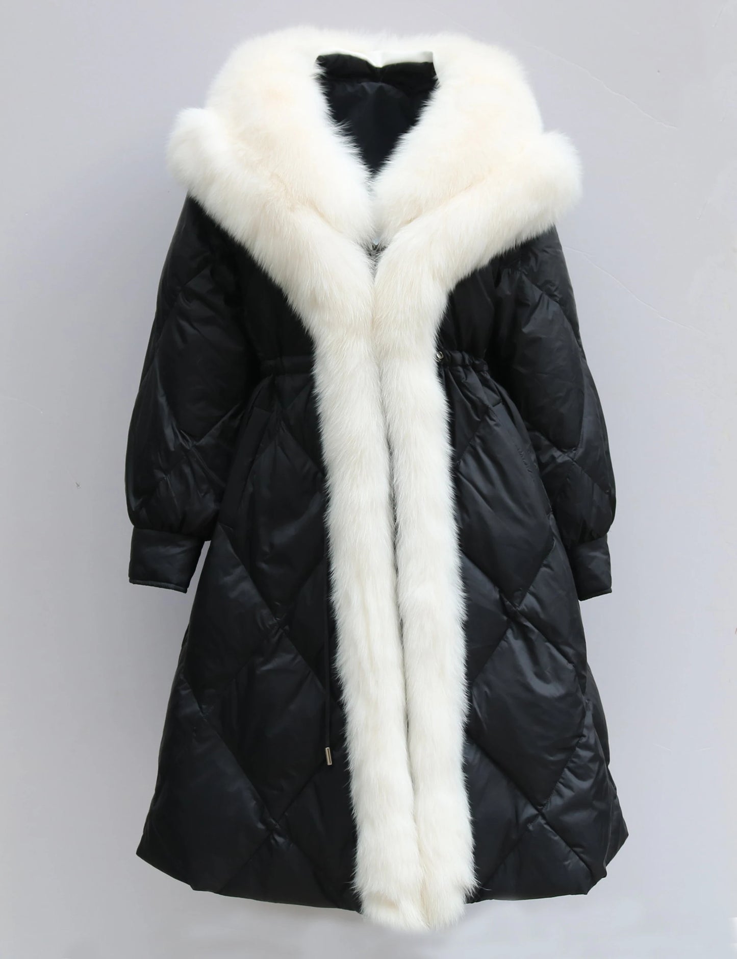 New Winter Coat Women Goose Down Jacket Long Thick Warm Oversized Real Fox Fur Collar Luxury Fashion Outerwear Streetwear