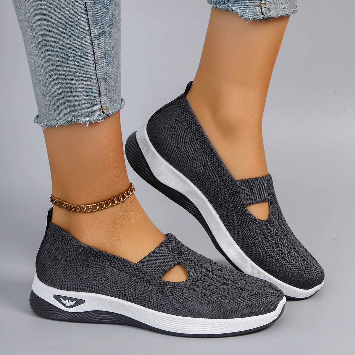 Spring new women's sports shoes, fashionable, breathable, lightweight, non-slip, wear-resistant, casual sports shoes, flat shoes