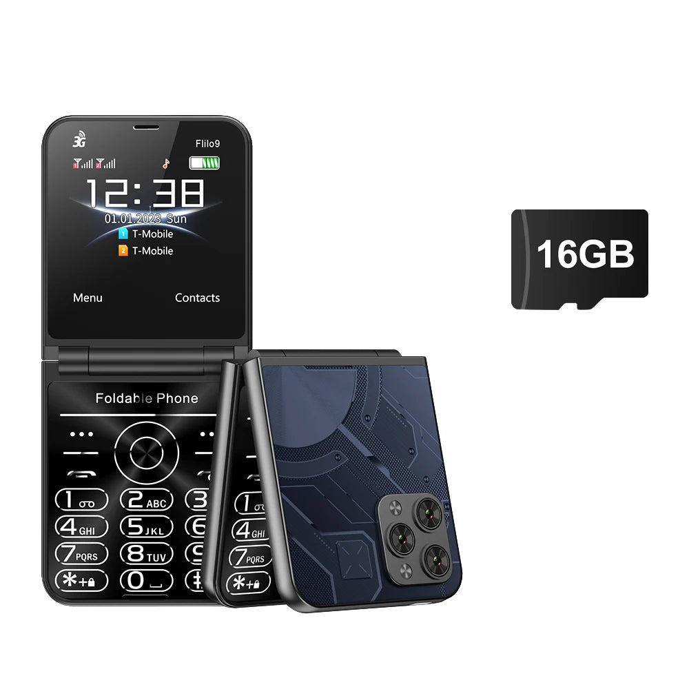 Low Price Sale SERVO Flilo9 3G Flip Mobile Phone 2 SIM Card Speed Dial Blacklist Call Record FM Radio 2.6inch Fold Cellphone MP4