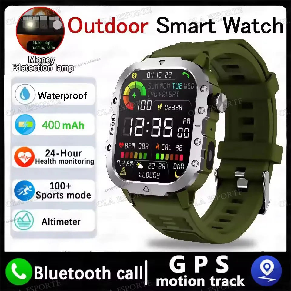 Outdoor Sports Smartwatch New 2025 2.01 inch HD Screen LED Flashlight Bluetooth Talking Smart Watch for Men Women Holiday Gift