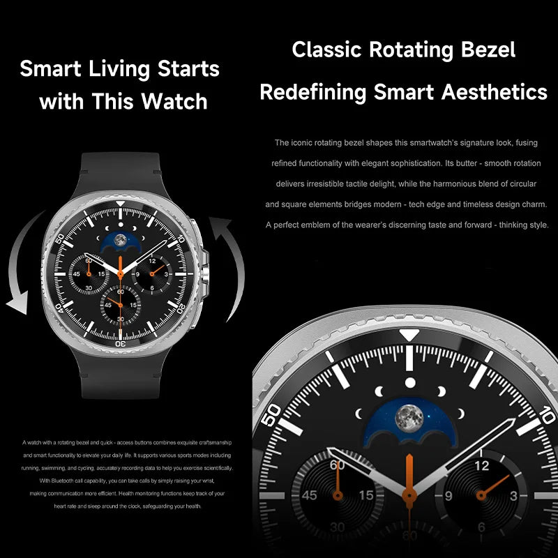 2025 Smart Watch 8 Classic With a 4-Piece Modular Case Structure Rotating Dial More Sports Modes Heart Rate BT Call Smartwatch