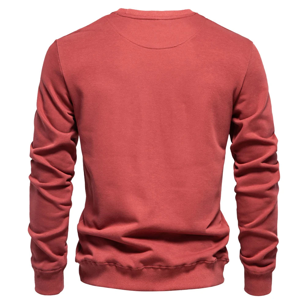 AIOPESON Cotton-blend Mens Crew Neck Solid Color Sweatshirts Pullover Casual Sport Sweatshirt for Men