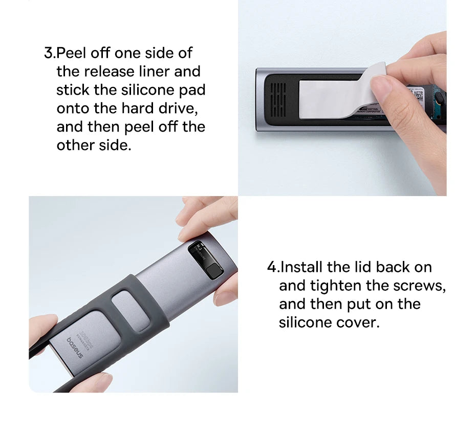 Baseus M2 SSD Case NVMe SATA Dual Protocol 10Gbps M.2 to USB Type C 3.2 Gen 2 Portable SATA NVMe External Enclosure SSD Box Case