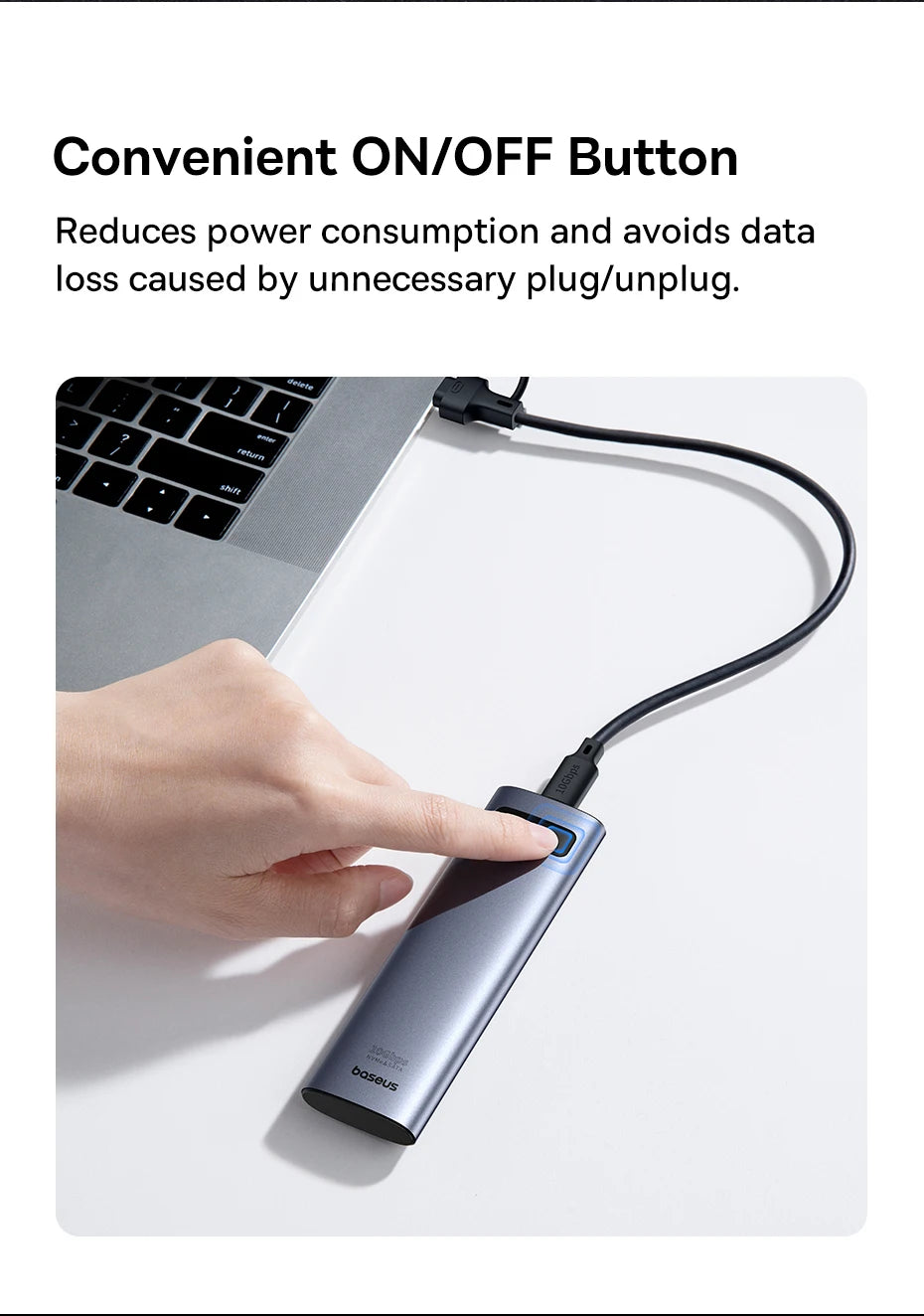 Baseus M2 SSD Case NVMe SATA Dual Protocol 10Gbps M.2 to USB Type C 3.2 Gen 2 Portable SATA NVMe External Enclosure SSD Box Case