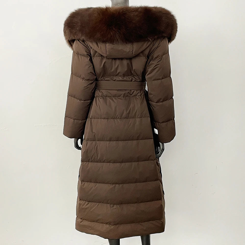 OFTBUY Long Puffer Jacket Women New 2025 Winter Warm White Duck Down Jacket Women's Real Fox Fur Coat Female Natural Fur Parkas