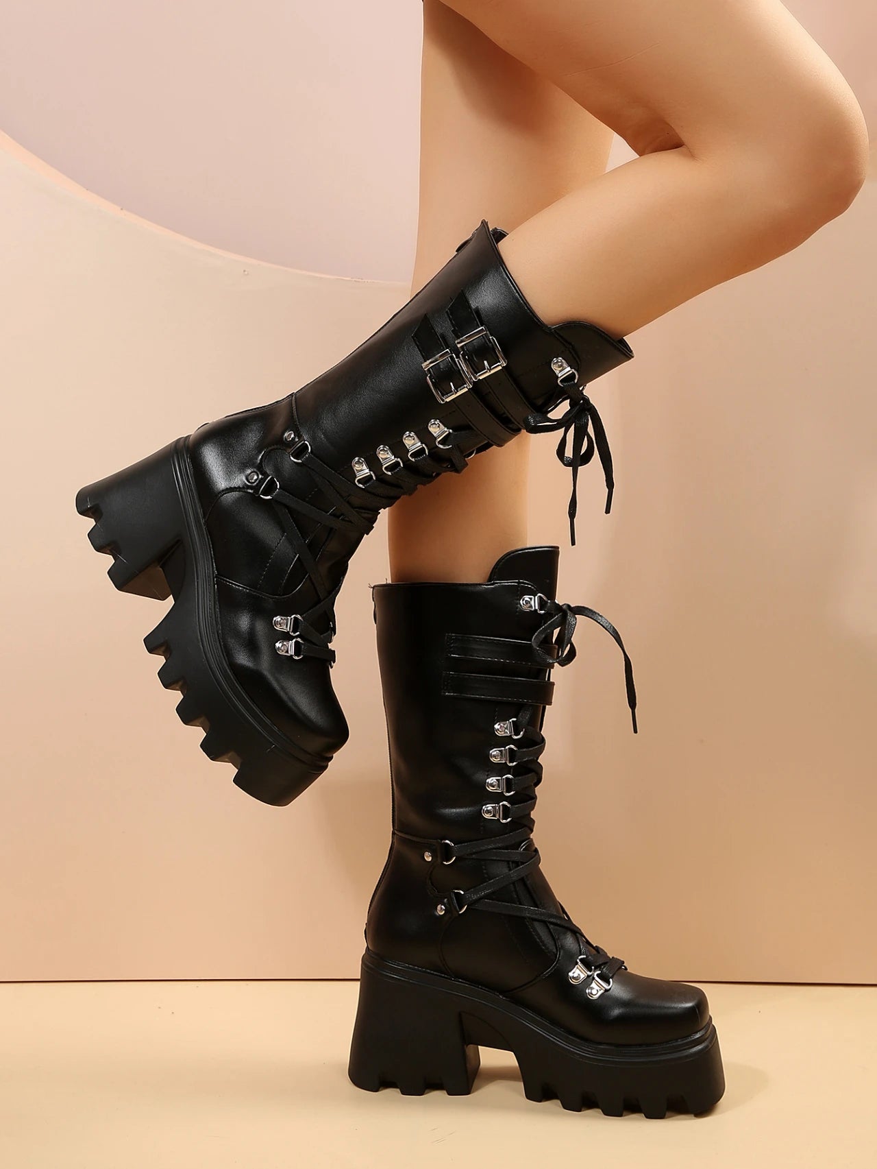 New Designer Gothic Shoes for Womens Botas Women High Boots Cosplay Mid-calf Boot High Platform Wedges Boot 2024 Autumn Winter