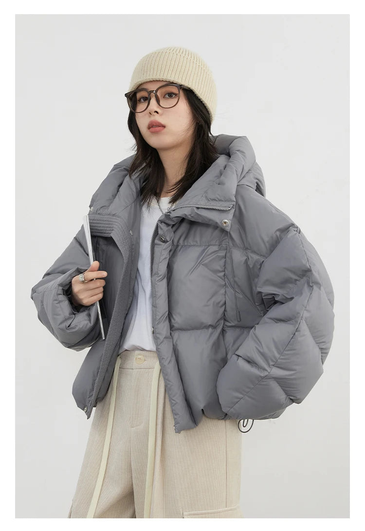 CHIC VEN Women Down Coats Loose Casual New Hooded 90 White Duck Down Female Down Jacket Autumn Winter 2025