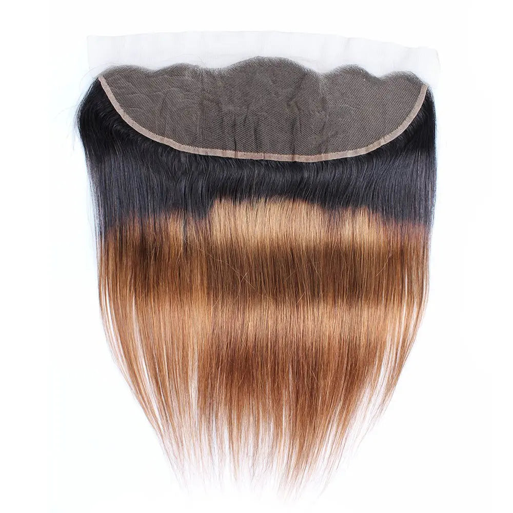 10-18 Inch 1B/27 Blonde Lace Frontal Pre Plucked Brazilian Bone Straight Ombre Blonde Human Hair 13x4 Transparent Swiss Lace