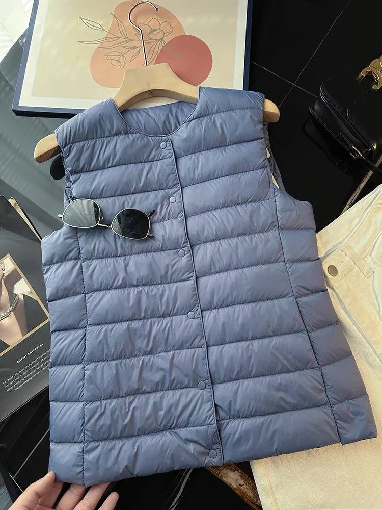 Women's Sleeveless Lightweight Down Jacket Vest 2025 Autumn and Winter Wear Women's Commuter Warm Waistcoat Vest Jacket