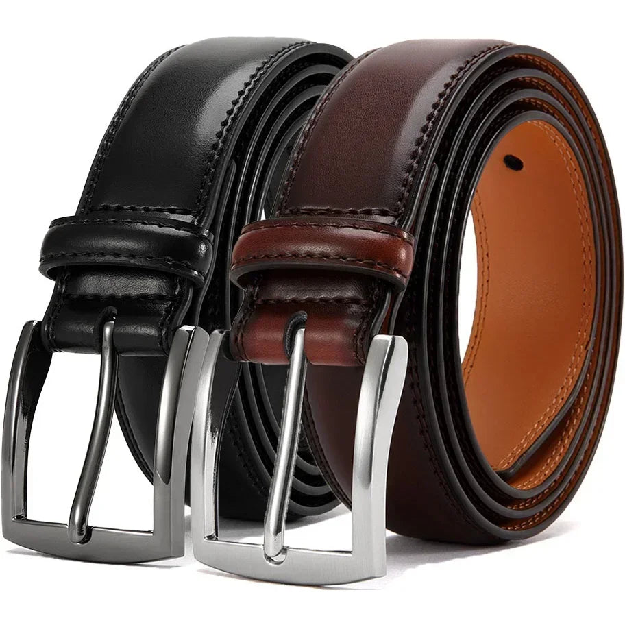Men's Leather Belt Needle Buckle Belt Trendy New Casual Genuine Leather LONG Large Belts Cowhide Men's Belt Plus Size Men Belts
