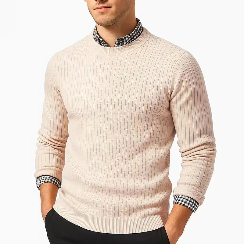 Men's Crewneck Sweater Knitted Pullover Casual Soft Lightweight Long Sleeve Dress Sweater Autumn Breathable Slim Fit Sweaters