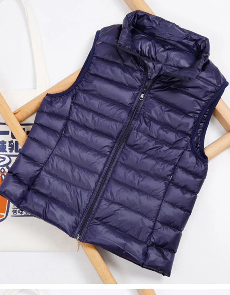 New Women Sleeveless Women's Ultra Light Down Vests Slim Jacket Girl Gilet Plus Lightweight Windproof Warm Waistcoat Portable