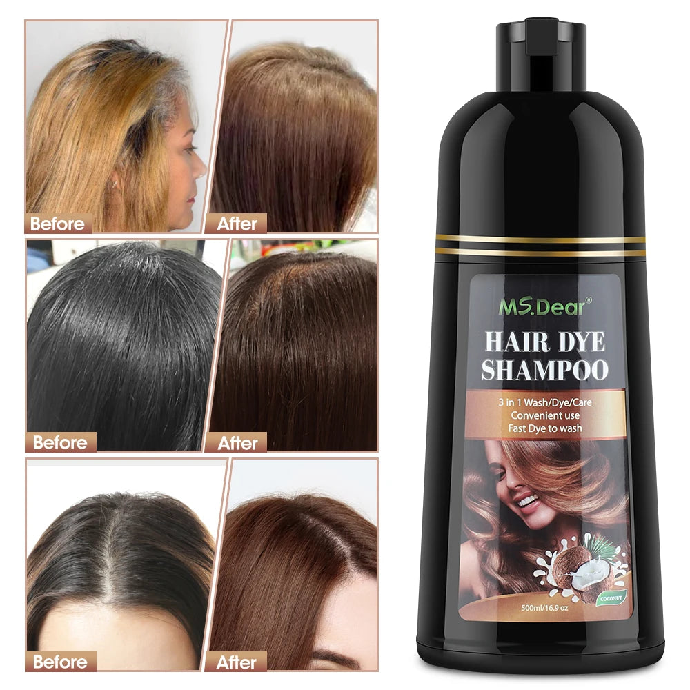 Hair Color Shampoo for Gray Hair 3 in 1 Black Hair Dye Shampoo for Women&Men Natural Herbal Safety Nourishing Hair Care Cream