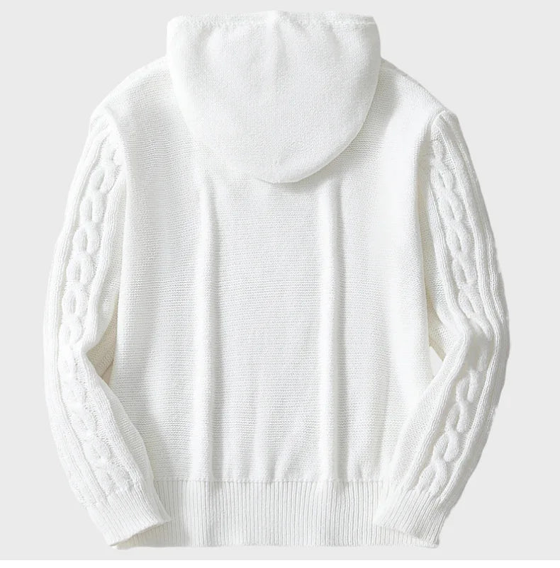 Sweatshirts Men Pullovers Sweaters Solid Casual Loose Splice Hooded Knitted Regular Thick Warm Tops Autumn Winter 2024