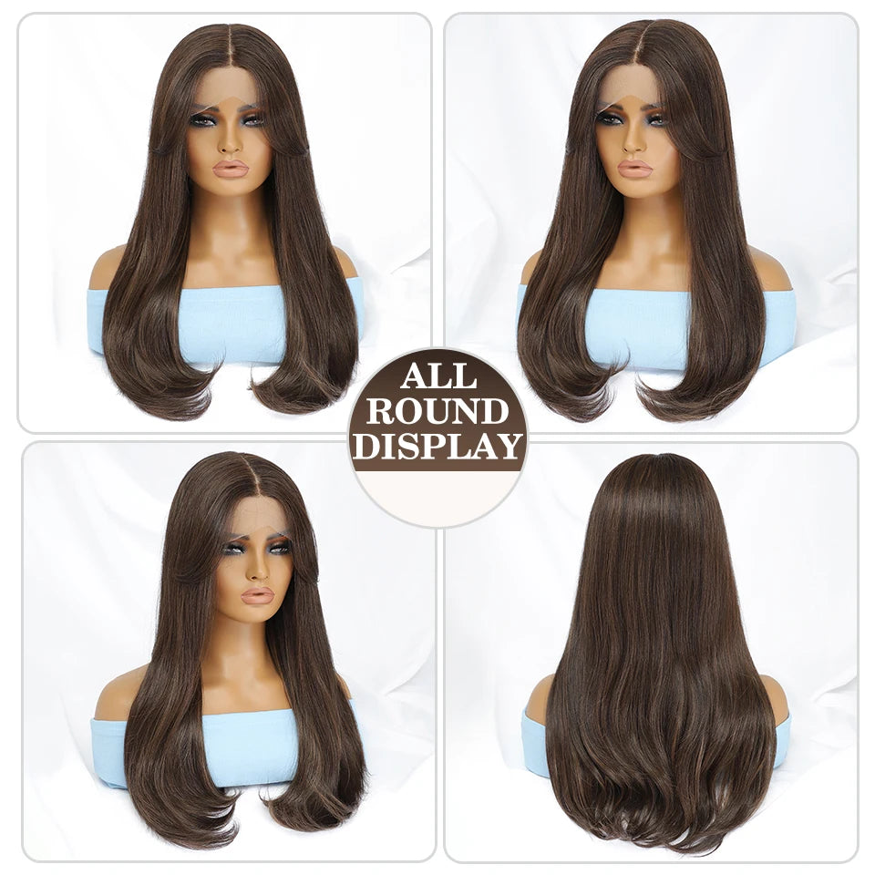 Synthetic Lace Front Wigs Long Straight Blonde Red Wig For Black Women Natural Ombre Brown Cosplay Lace Wig Halloween