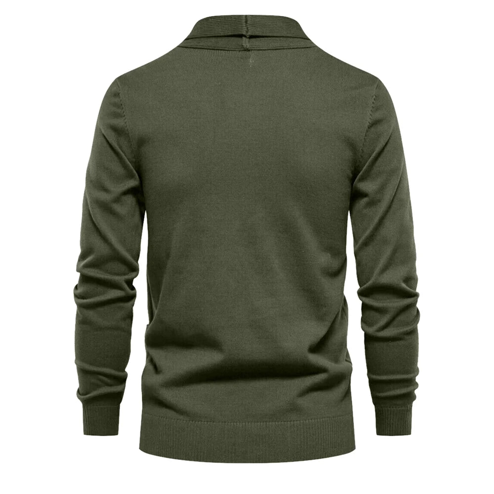 2023 New Winter Cotton Cardigan for Men Quality Mens Sweater Fashion Turn Down Collar Knitted Sweaters for Men