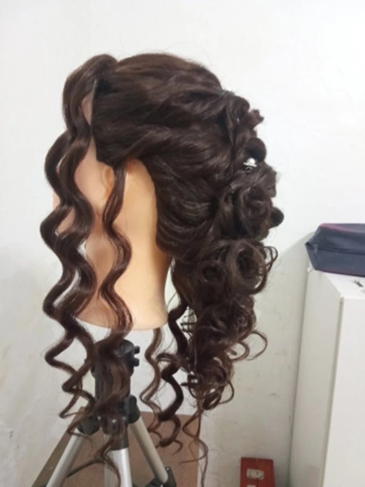 85% Human Hair Mannequin Head Doll Head with Hair Cosmetology Manikin Head Dummy Head for Hot Curl Iron Braiding Hairstyle