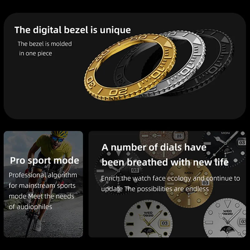 Luxury Smartwatch Smart Watch Men Yacht Range Master Smart Clock with Calls Aiweile AW46 AMOLED Screen Sports Modes for Android