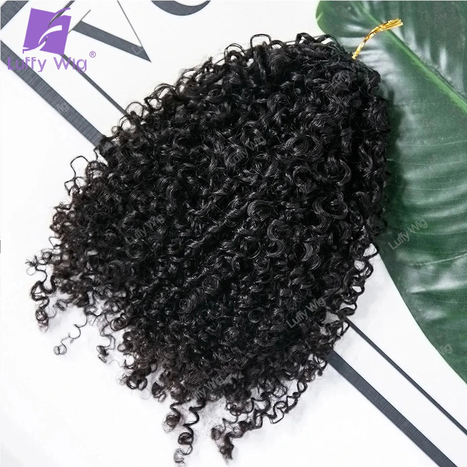 Crochet Human Hair Afro Kinky Curly Extensions Pre Separated Knotless Feather Lightweight Hair Crochet Bundles For Boho Braids