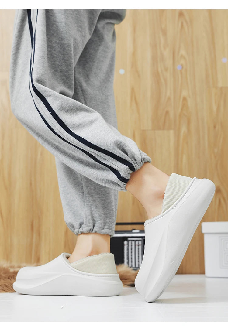 2025 Men's Slippers New Model Warm Thick Bottom Non-Slip Shoes Soft Comfortable Heel Covering Wear-Resistant Indoor Footwear