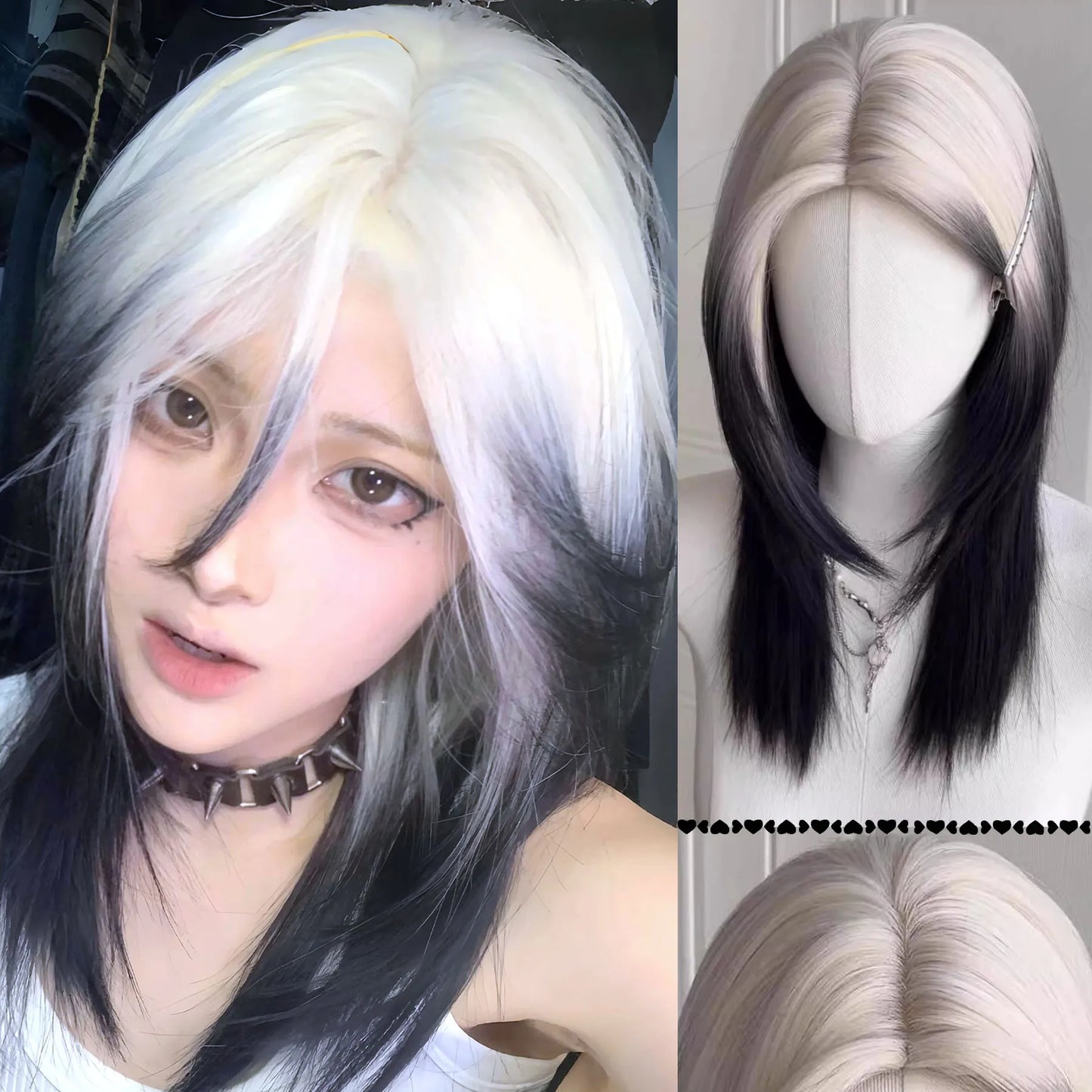 XIYUE Long Straight Black Wig With Bang Synthetic Wigs for Women Heat Resistant Natural Hair for Daily Halloween Cosplay Party