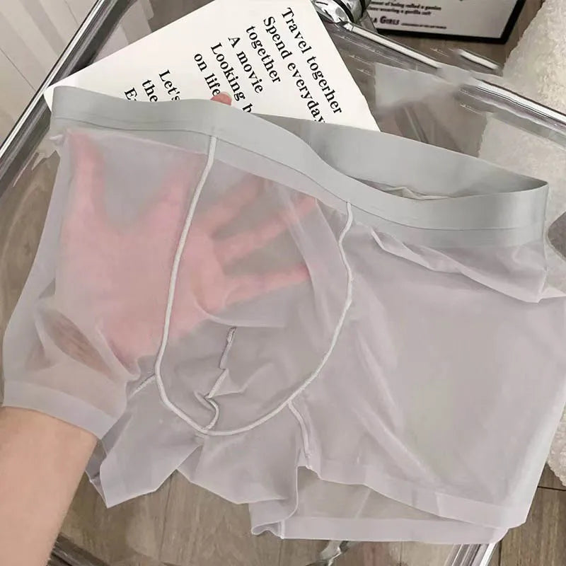 Sexy Men Boxy Underwear Seamless Ice Silk Thin Quick Dry Cool Feel Comfort Sports Trunks Youth Mid-rise U Convex Pouch Underpant