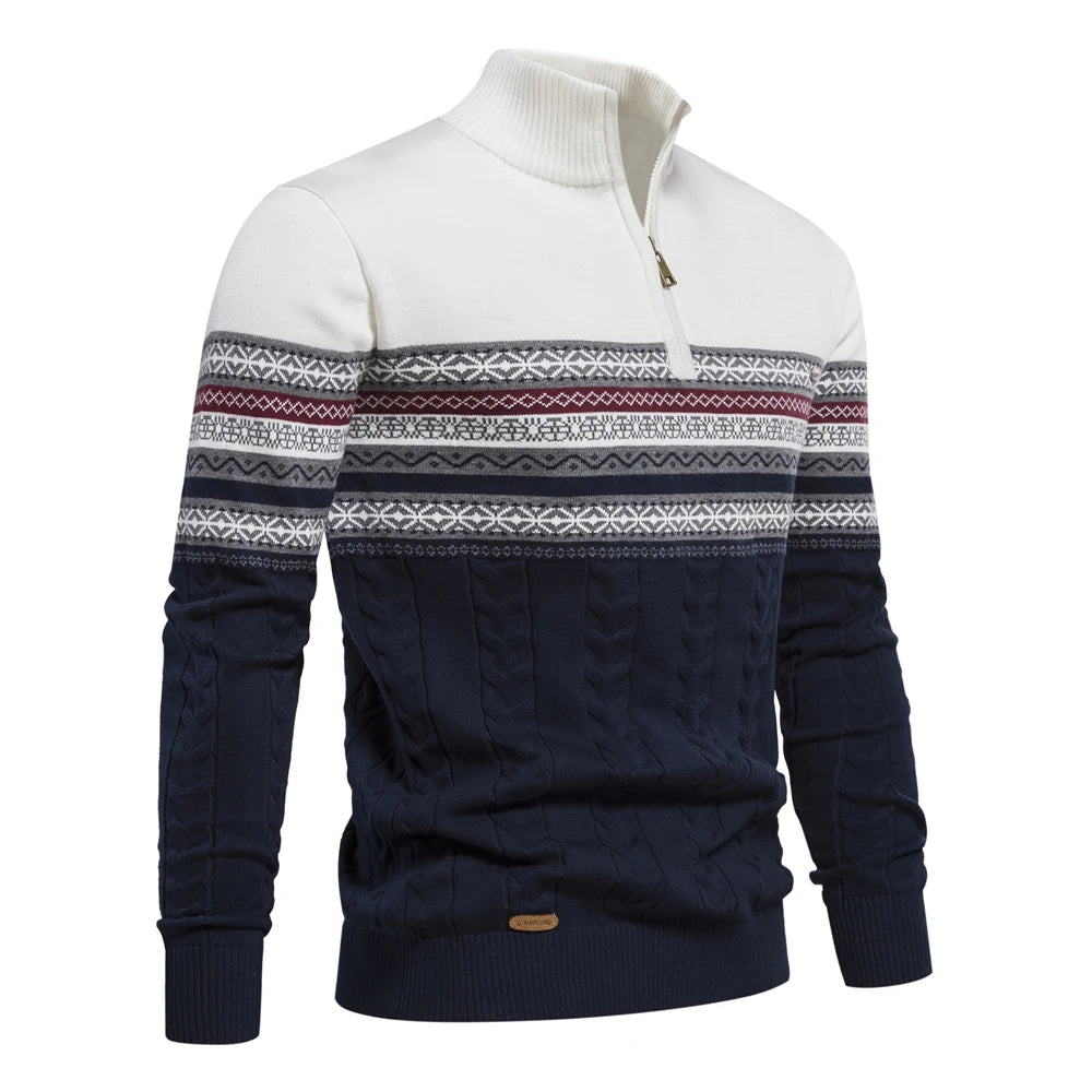 2023 New Autumn High Quality Zipper Pullers Men Warm Winter Cotton Sweaters for Men Ethnic Patterns Casual Mens Sweater