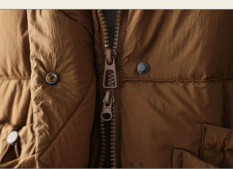 Schinteon Women White Duck Down Long Jacket Casual Loose Autumn Winter Outwear with Hood Warm Coat Big Pockets 2024 Korean Style