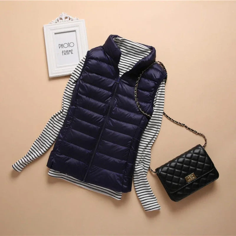New Down Lightweight White Duck Down Vest Short Sleeveless Vest  Autumn/Winter Slim Fit Ultra Light Down Jacket Women Jackets