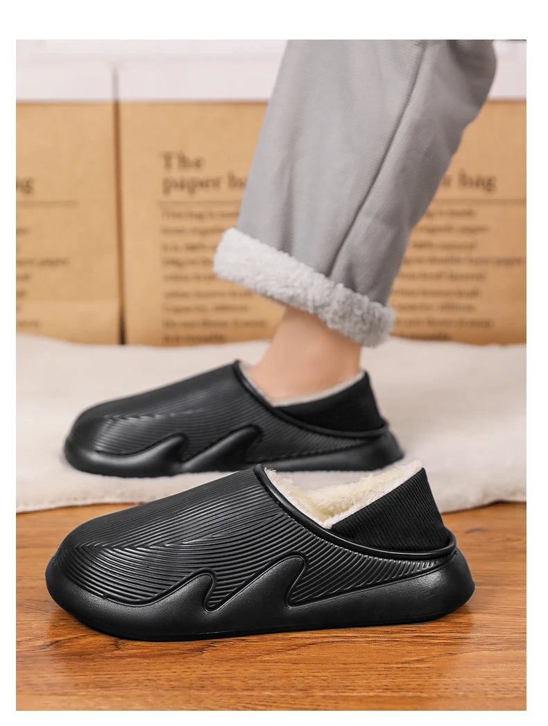 Slippers Men Indoor Fashion Waterproof Slides Home Bedroom Shoes New Style Warm and Fleece Cold Resistant Home Slippers